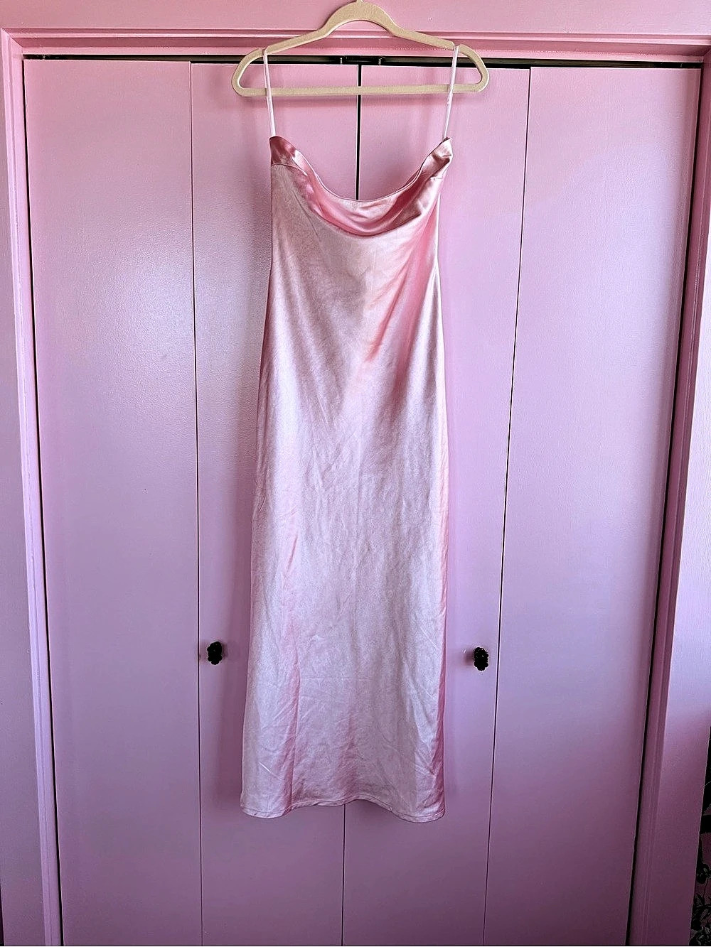 Alice & Wonder Pink Meyers Strapless Maxi Slip Dress / Size Large NWT